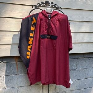 Oakley Maroon and Black Hooded Poncho